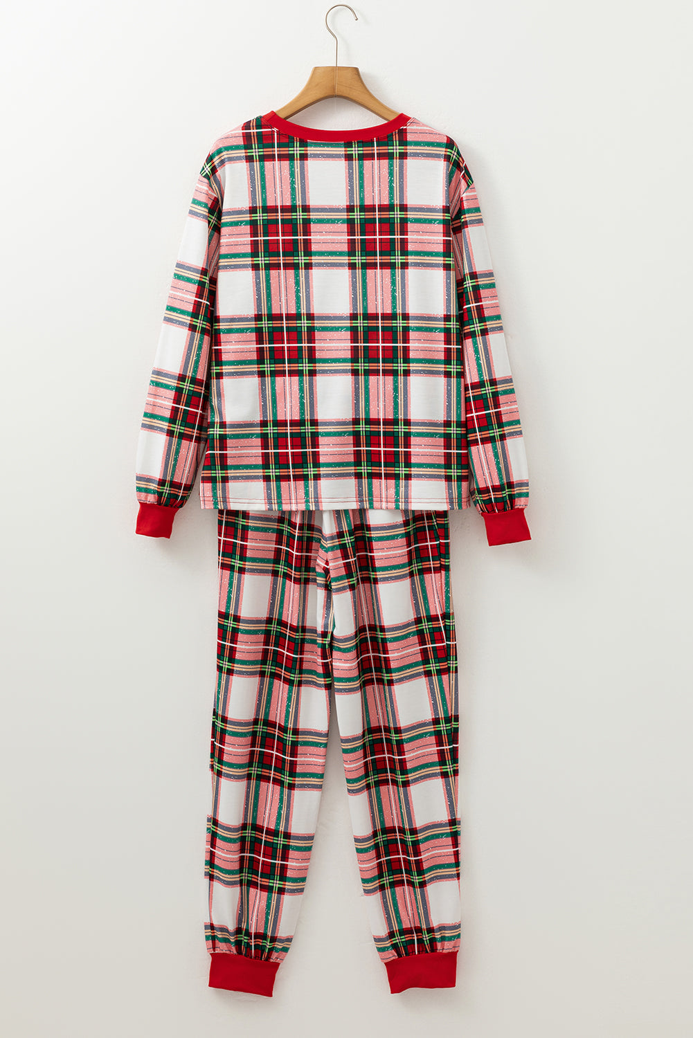 Festive Plaid Christmas Pajama Set Holiday Lounge Pants and Top | Chuzko.com