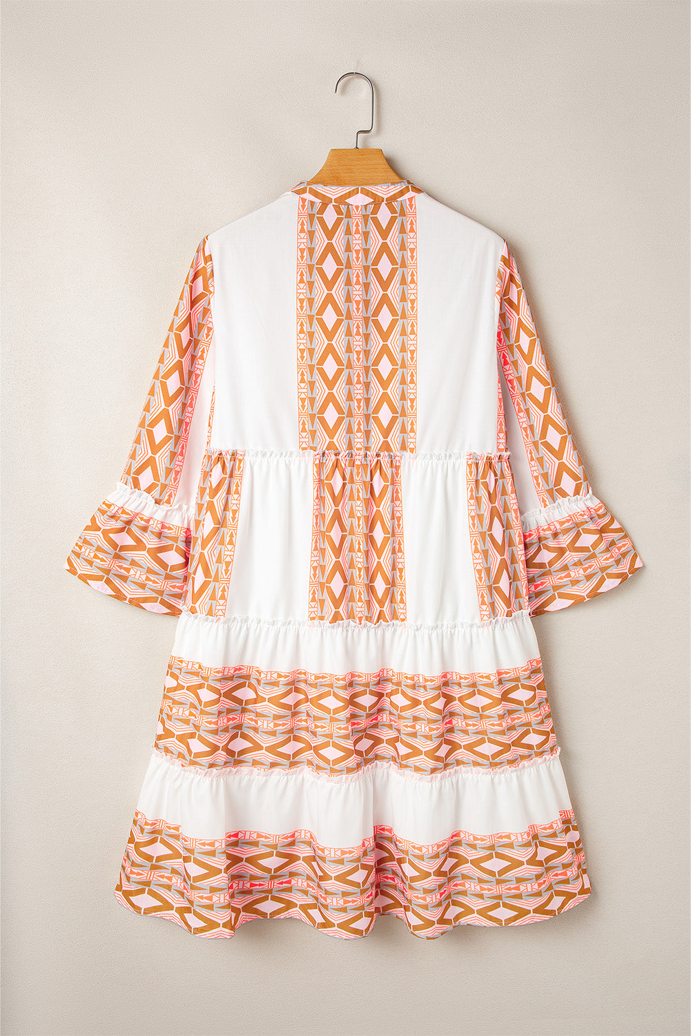 Boho Tiered Geometric Print Ruffle Dress Mini Dresses | Chuzko.com