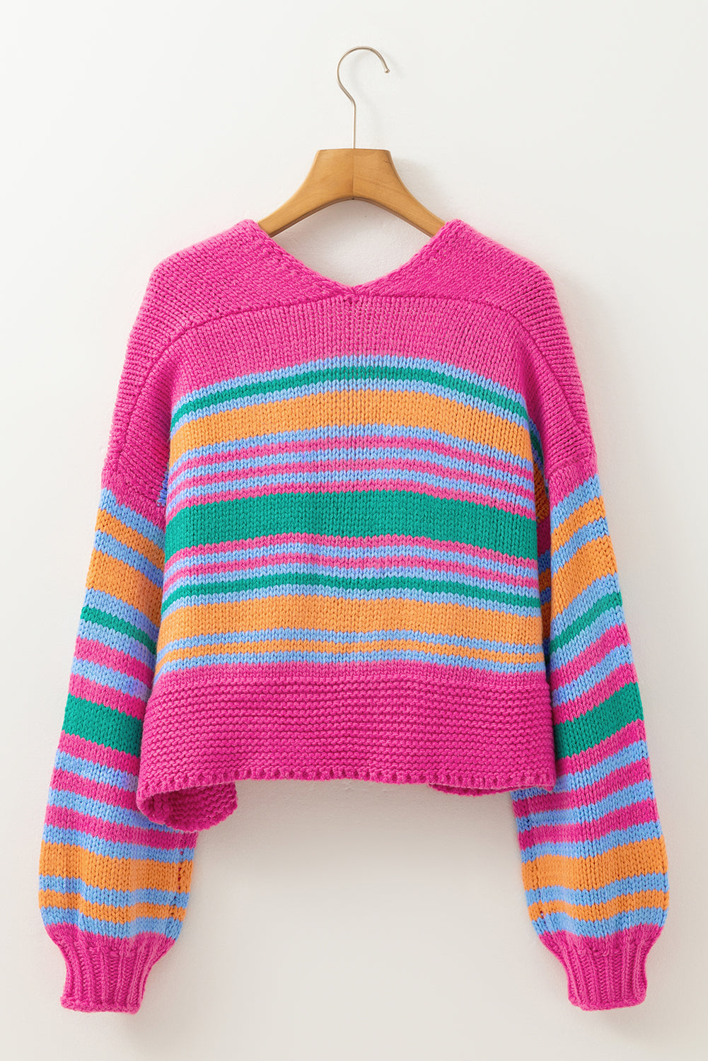 Colorful Striped Cozy Knit Open Cardigan Cardigans | Chuzko.com