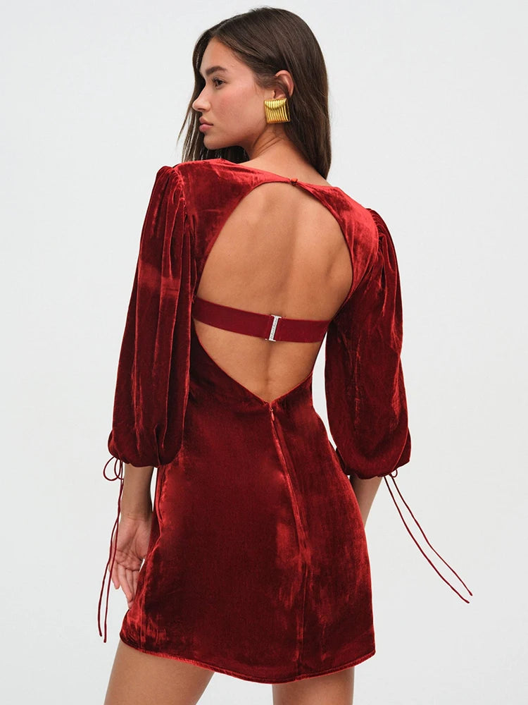 Backless Velvet Velour Bustier Holiday Dress Velvet Dresses | Chuzko.com