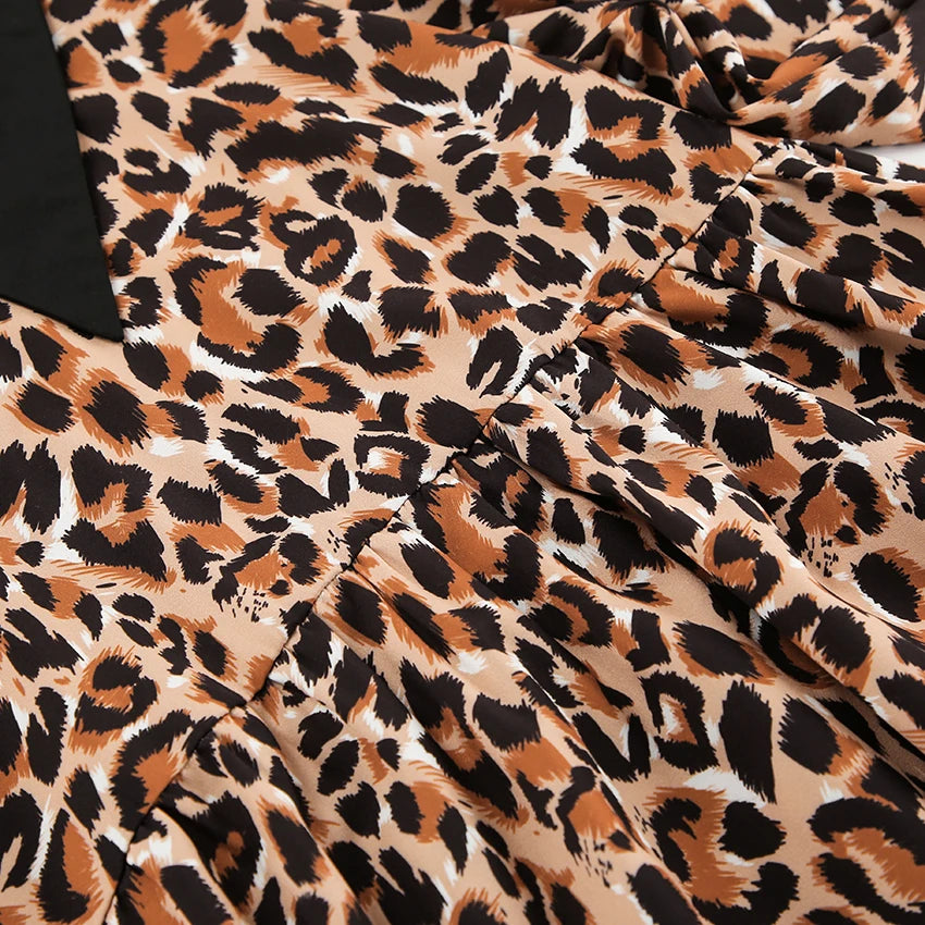 Leopard Print Peter Pan Dress Animal Print Dresses | Chuzko.com