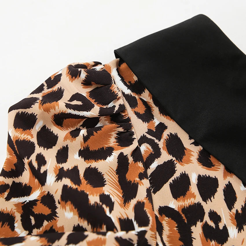 Leopard Print Peter Pan Dress Animal Print Dresses | Chuzko.com