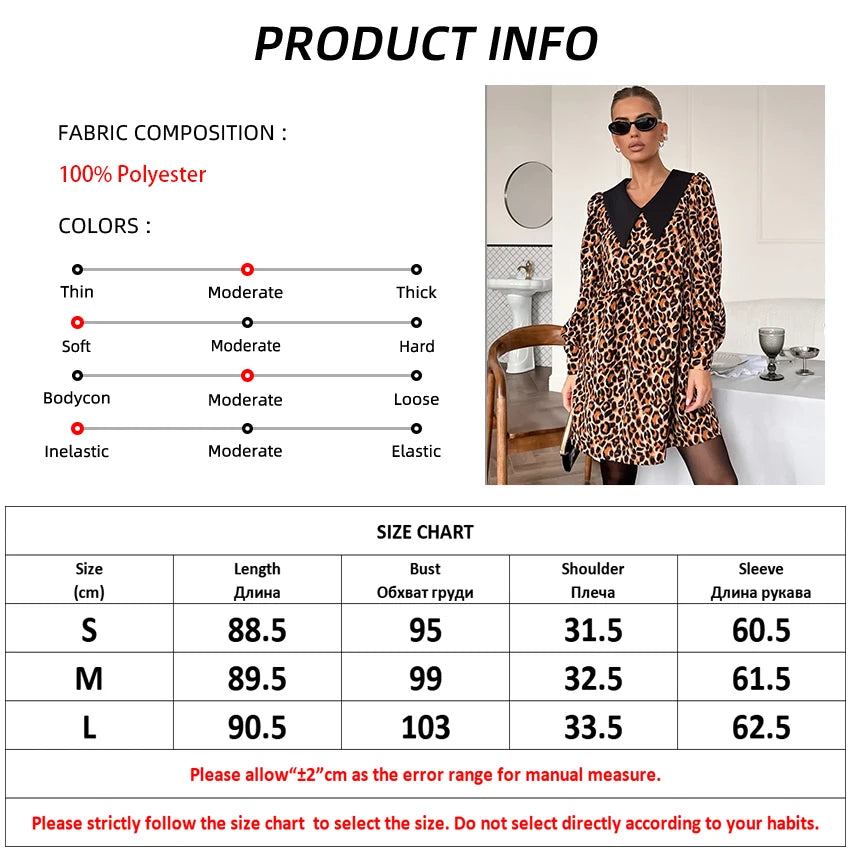 Leopard Print Peter Pan Dress Animal Print Dresses | Chuzko.com