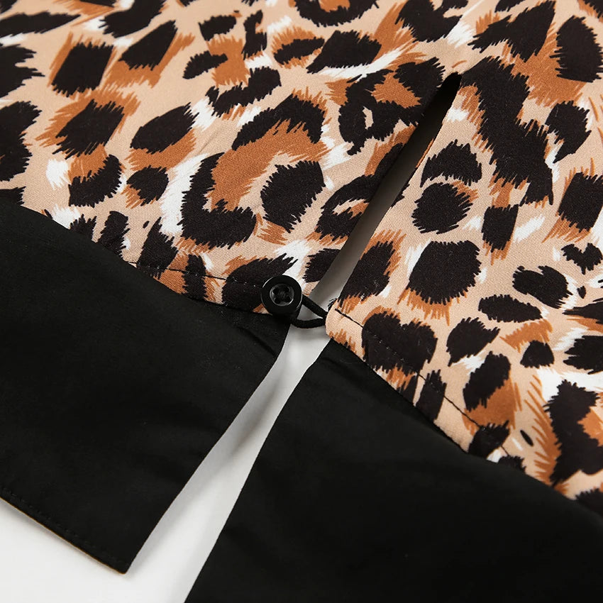 Leopard Print Peter Pan Dress Animal Print Dresses | Chuzko.com