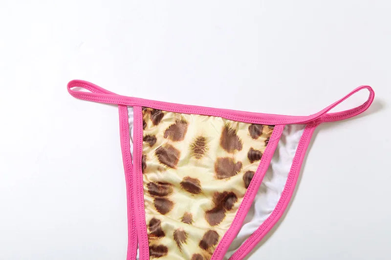 3-Piece Leopard Print Bikini Triangle Bra Swimsuit Set with | Chuzko.com