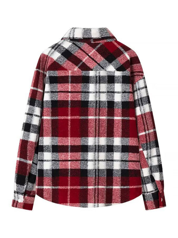 Oversized Plaid Shacket Black Buffalo Check Jacket Shackets | Chuzko.com