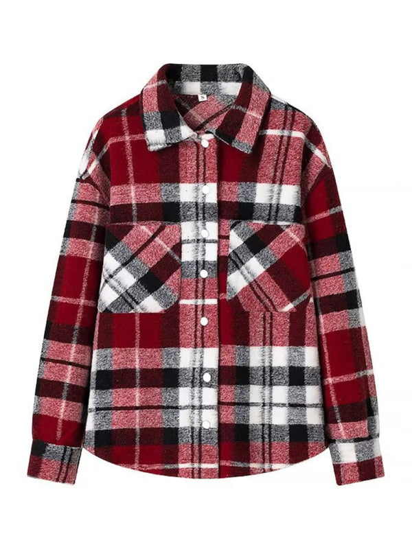 Oversized Plaid Shacket Black Buffalo Check Jacket Shackets | Chuzko.com