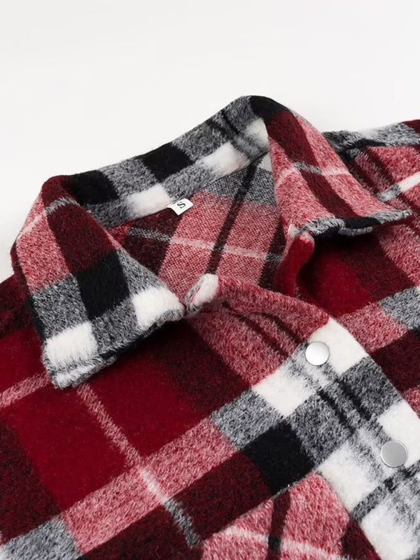 Oversized Plaid Shacket Black Buffalo Check Jacket Shackets | Chuzko.com