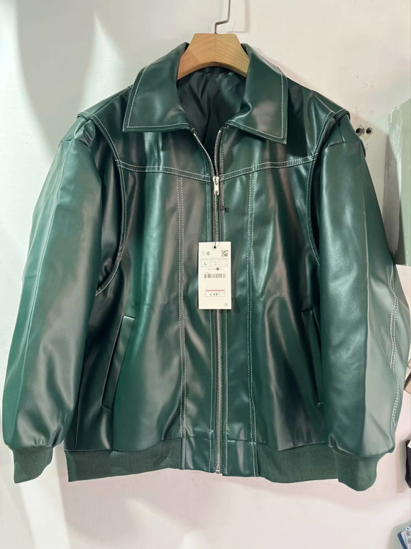 Faux Leather Bomber Moto Jacket Leather Jackets | Chuzko.com