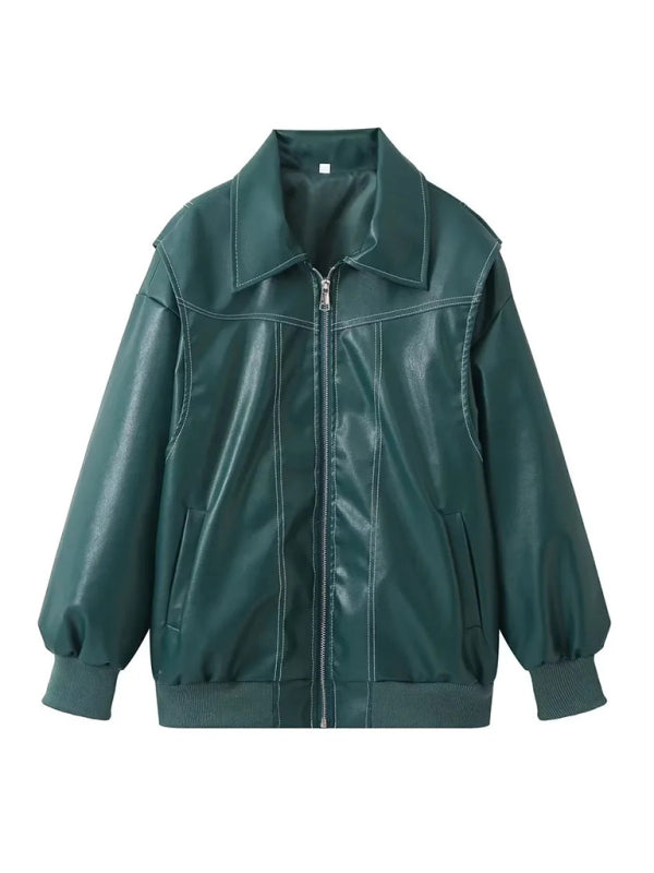 Faux Leather Bomber Moto Jacket Leather Jackets | Chuzko.com