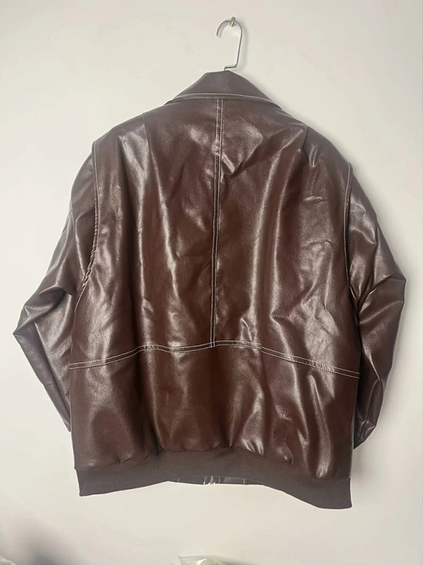 Faux Leather Bomber Moto Jacket Leather Jackets | Chuzko.com