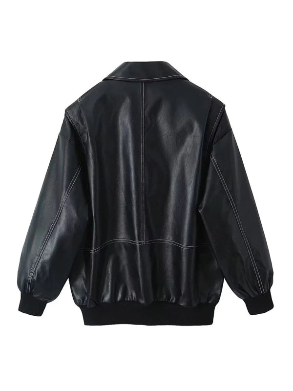 Faux Leather Bomber Moto Jacket Leather Jackets | Chuzko.com