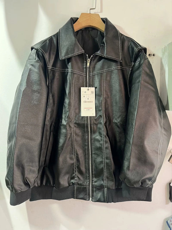 Faux Leather Bomber Moto Jacket Leather Jackets | Chuzko.com