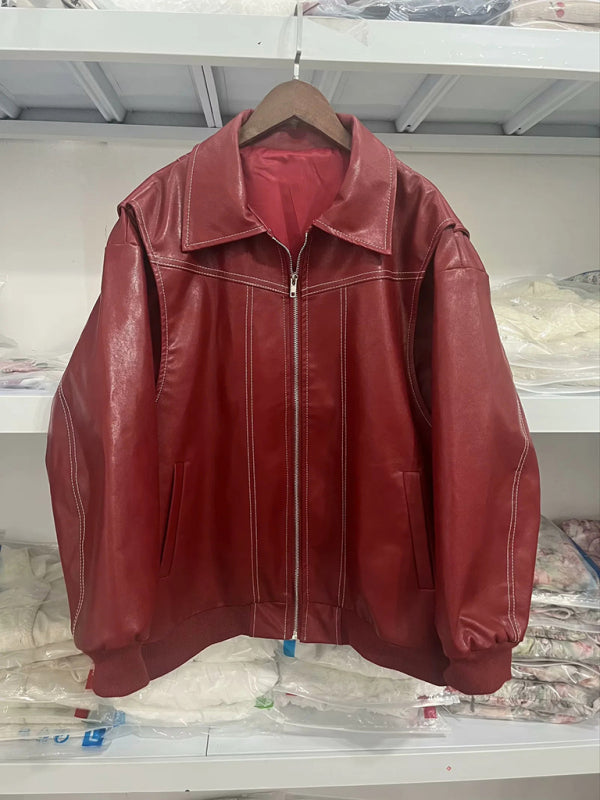 Faux Leather Bomber Moto Jacket Leather Jackets | Chuzko.com