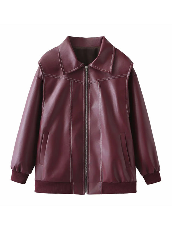 Faux Leather Bomber Moto Jacket Leather Jackets | Chuzko.com