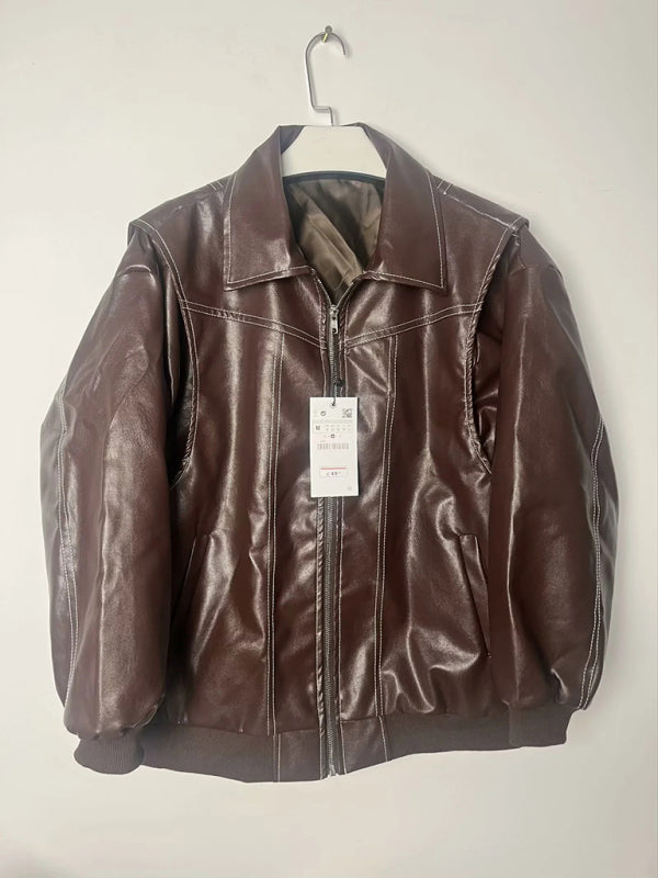 Faux Leather Bomber Moto Jacket Leather Jackets | Chuzko.com