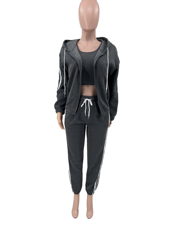 3-Piece Jogger &amp; Hoodie Set Women's Sporty Outfit Sporty Outfits | Chuzko.com