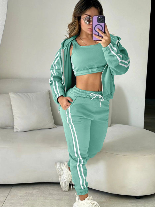 3-Piece Jogger &amp; Hoodie Set Women's Sporty Outfit Sporty Outfits | Chuzko.com