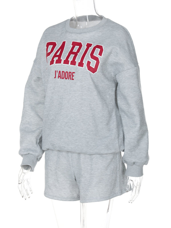 Paris J'Adore Loungewear Set Shorts and Sweatshirts Sporty | Chuzko.com