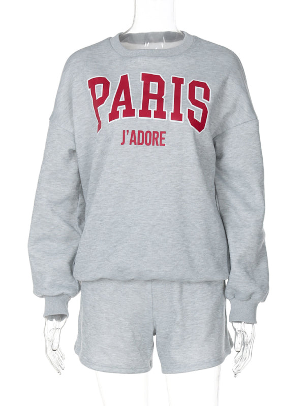 Paris J'Adore Loungewear Set Shorts and Sweatshirts Sporty | Chuzko.com