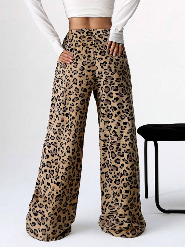 Leopard Lounge Pants Wide Leg Animal Print Trousers Pants | Chuzko.com