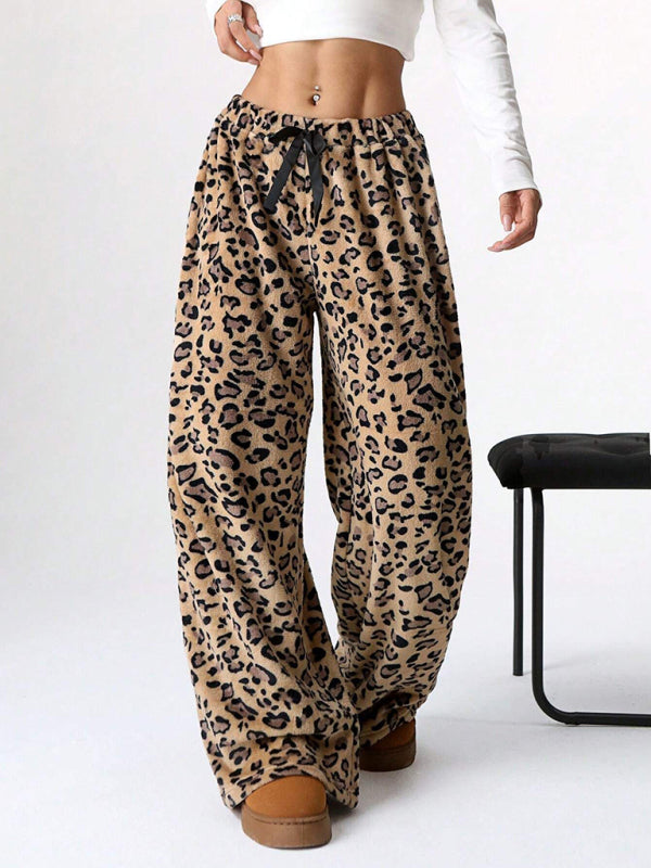 Leopard Lounge Pants Wide Leg Animal Print Trousers Pants | Chuzko.com