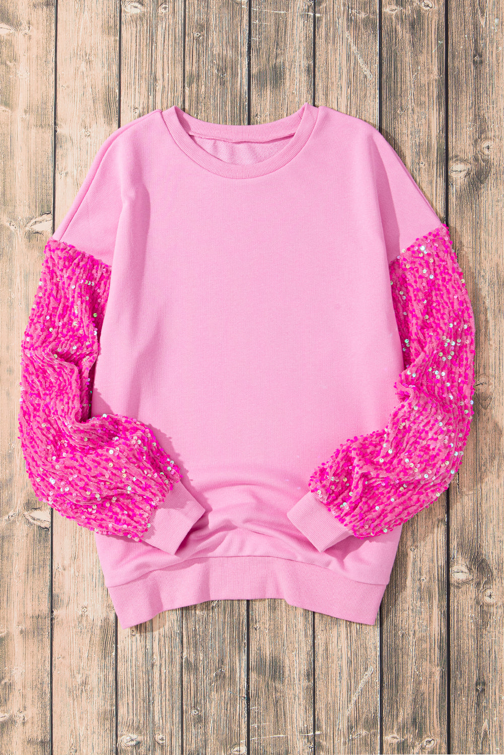 Sequin Sleeve Winter Top Sparkle Pullover Long Sleeve Tops | Chuzko.com