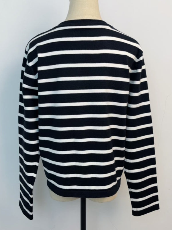 Classic Striped Cardigan Sweater with Golden Buttons Cardigans | Chuzko.com