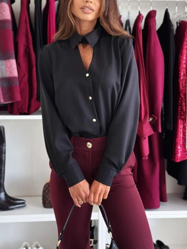 Elegant Long Sleeve Office Shirt Blouses | Chuzko.com