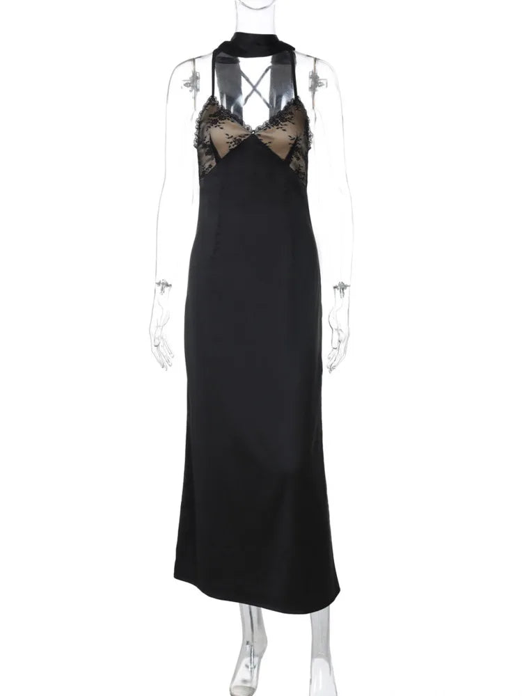 Elegant Lace Backless Evening Dress with Scarf Midi Dresses | Chuzko.com