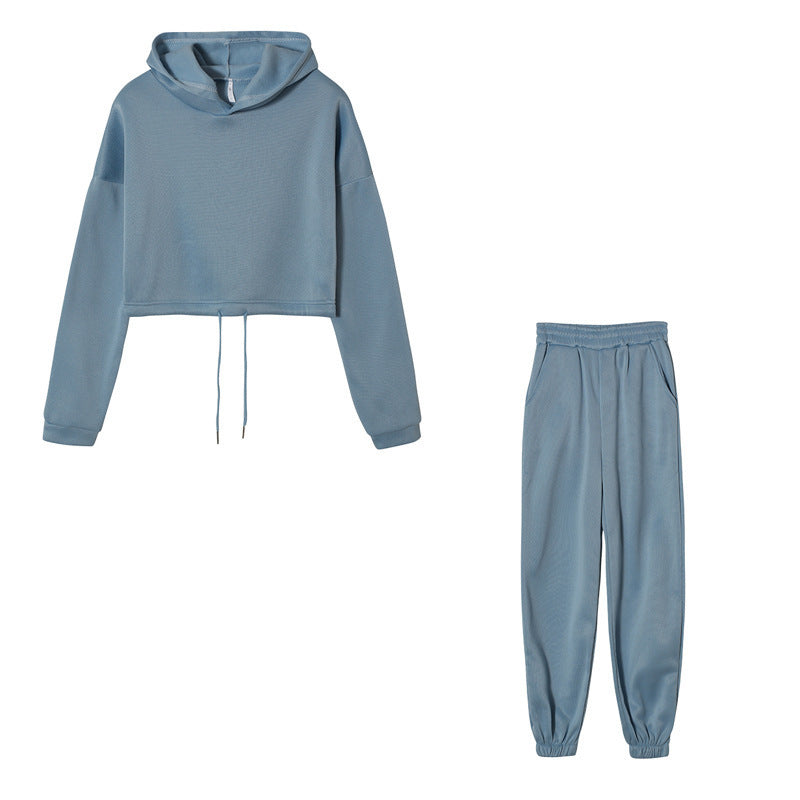 Sporty Tracksuit Pants and Crop Sweatshirt Hoodie Sporty Pants | Chuzko.com