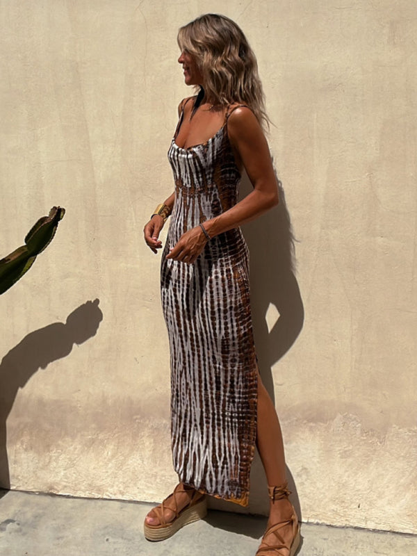 Animal Print Bodycon Split Thigh Cami Maxi Dress Maxi Dresses | Chuzko.com