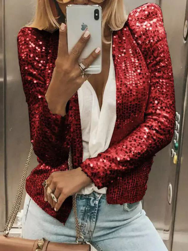 Sequined Puff Sleeve Party Jacket	
