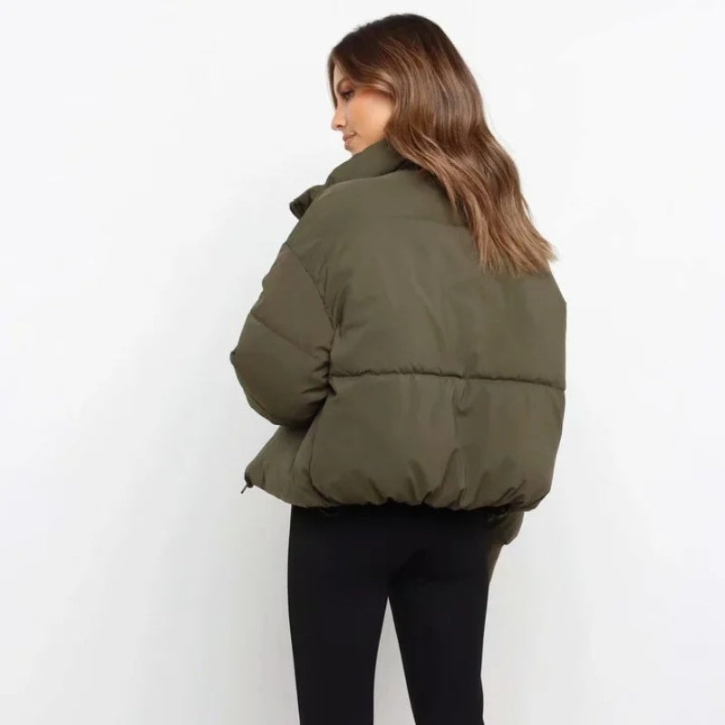 Solid Zip-Up Puffer Jacket Puffer Jacket | Chuzko.com