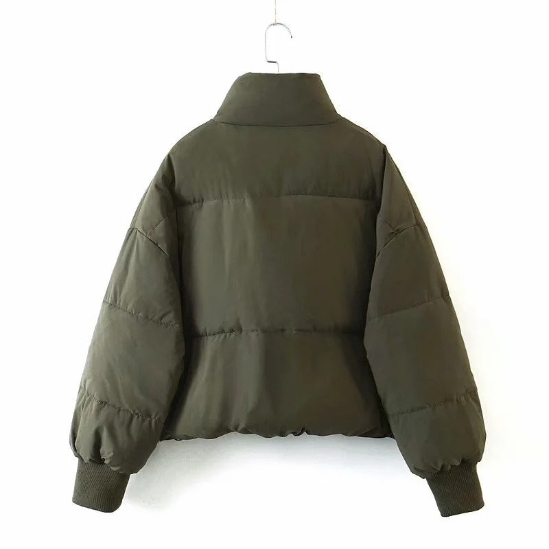 Solid Zip-Up Puffer Jacket Puffer Jacket | Chuzko.com