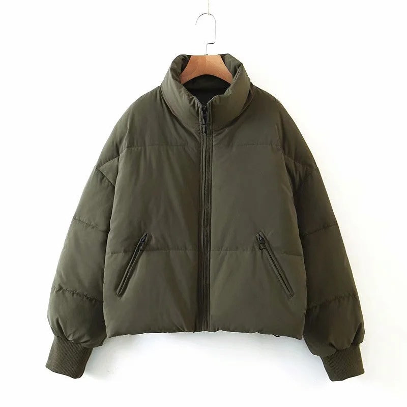 Solid Zip-Up Puffer Jacket Puffer Jacket | Chuzko.com