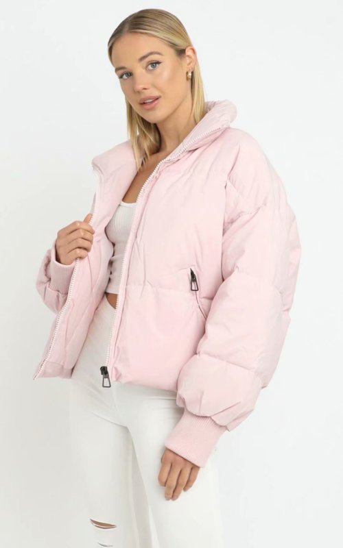 Solid Padded Zip-Up Puffer Jacket	