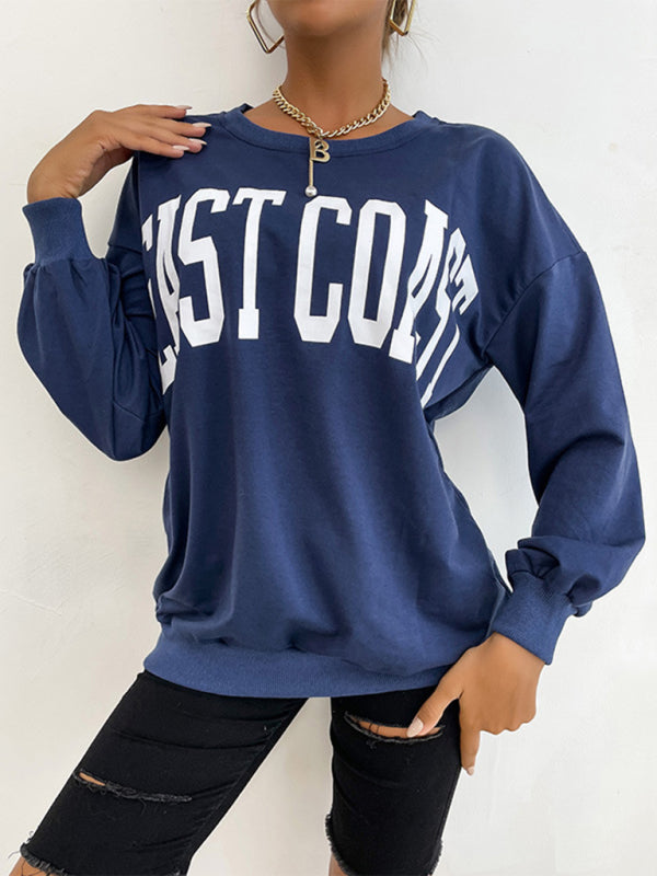 Cotton Oversized ‘Weast Coast’ Pullover Sweatshirt	