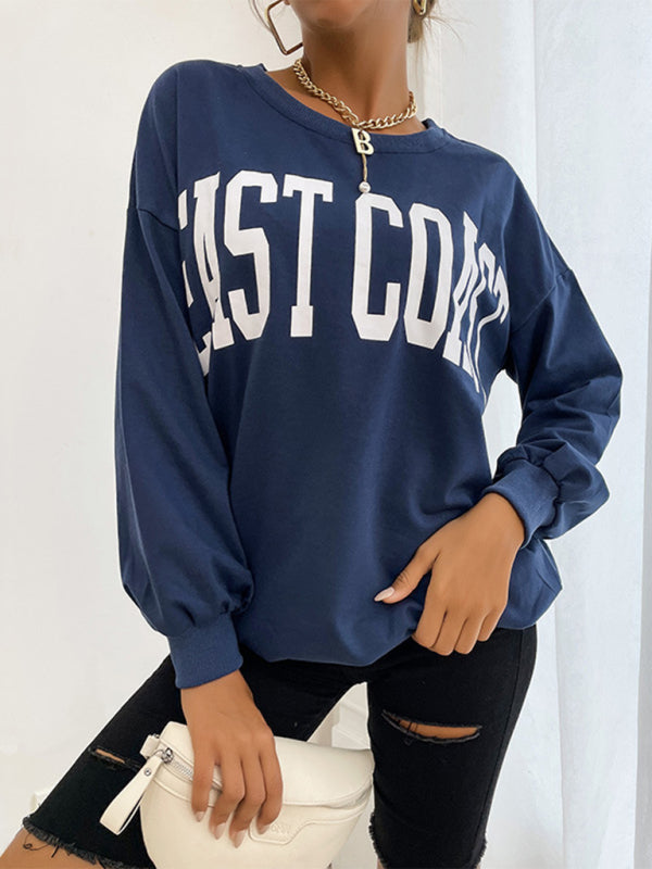 Cotton Oversized ‘Weast Coast’ Drop Shoulder Pullover Sweatshirt | Chuzko.com