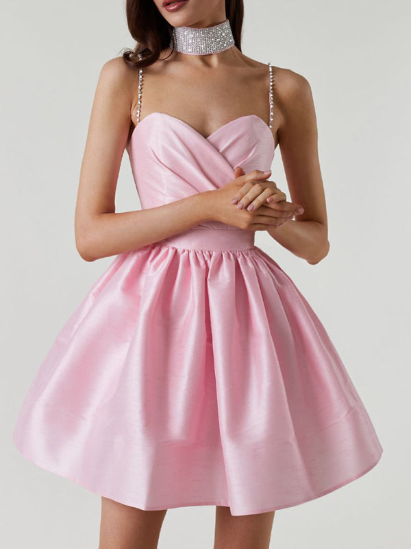 Elegant Sweetheart Bedazzled Straps Princess Mini Dress	