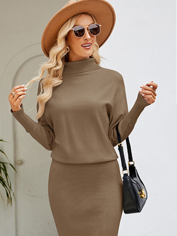 Winter Cozy Blouson Turtleneck Sweater dress Sweater Dresses | Chuzko.com