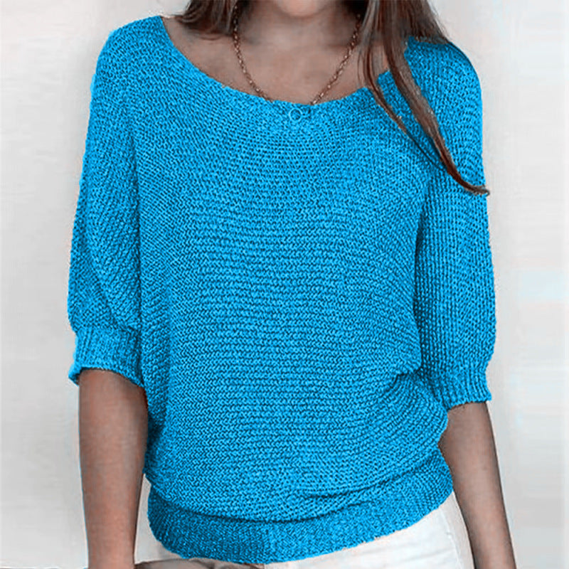 Warmth Knit Round Neck Jumper - Drop Shoulder Sweater Sweaters | Chuzko.com