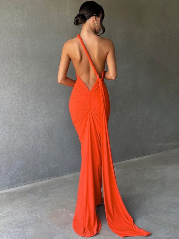 Cocktail Parties Couture Backless Tail Maxi Dress Evening Dresses | Chuzko.com