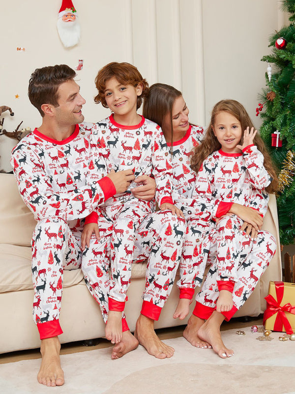Festive Family Matching Reindeer Pajamas for Thanksgiving & Christmas	