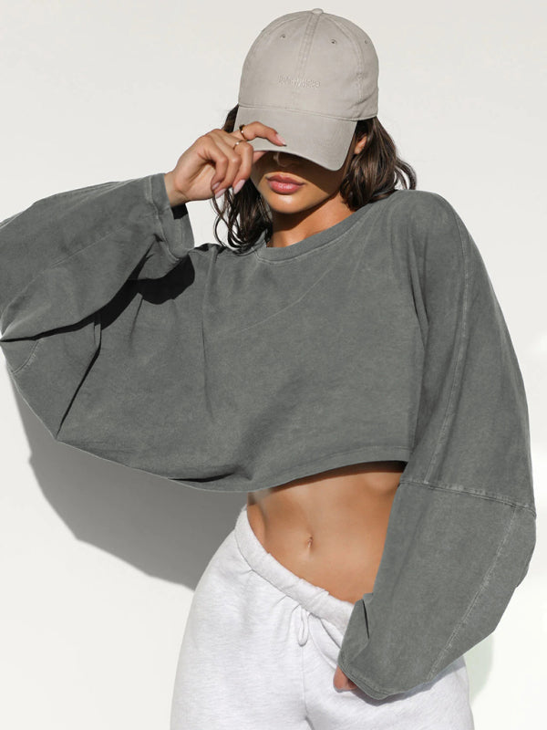 Oversized Crop Sweatshirt Pullover	