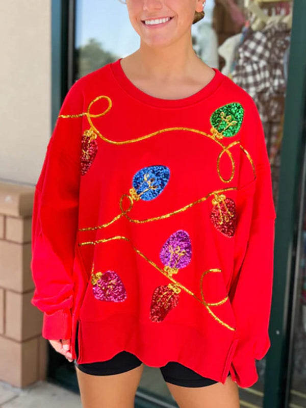 Sparkly Christmas Lights Sweatshirt - Festive Pullover	