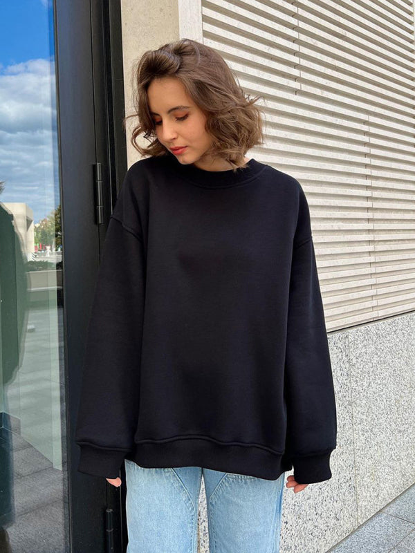 Everyday Lounge Wear Cozy Fleece Sweatshirt -  Oversized Slouchy | Chuzko.com