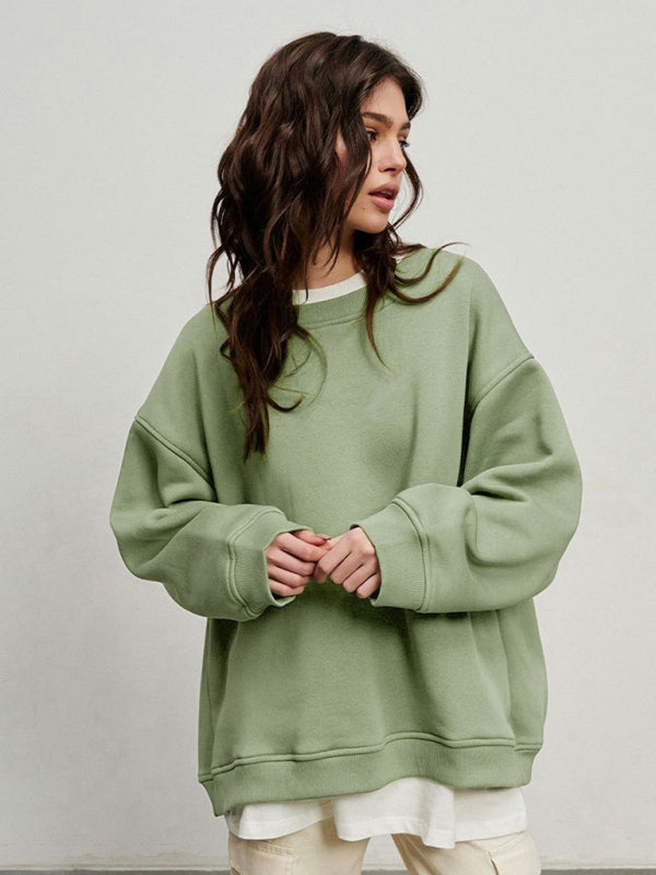 Everyday Lounge Wear Cozy Fleece Sweatshirt -  Oversized Slouchy | Chuzko.com