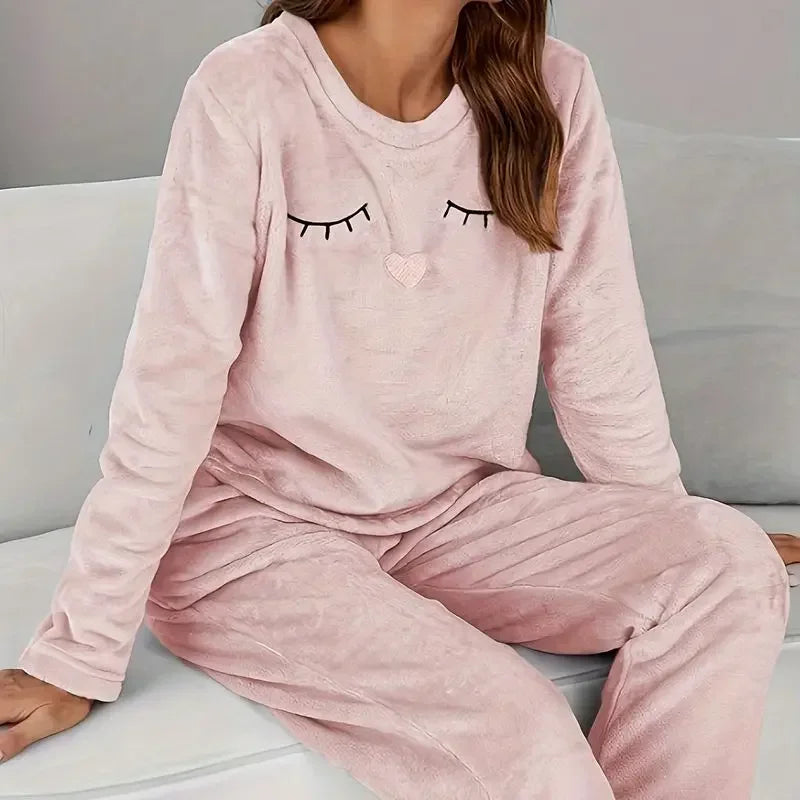 Velvet Fleece Pajamas Loungewear 2 Piece Set Thermal Nightwear | Chuzko.com