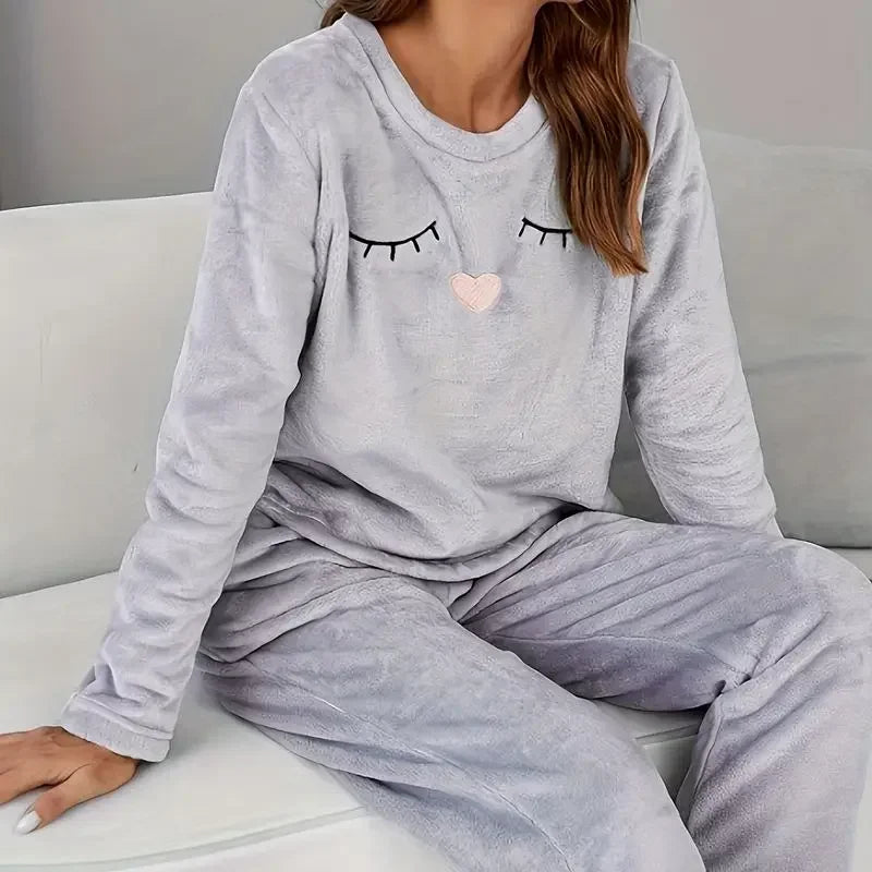 Velvet Fleece Pajamas Loungewear 2 Piece Set Thermal Nightwear | Chuzko.com